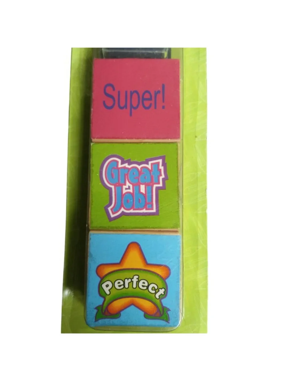 Teachers Helpers Rewards Stamp Kit 3 Wooden Rubber Stampers 1 Ink Pad Classroom
